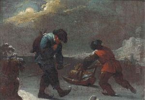 Winter Travellers With A Slay