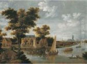 A View Of The Zwaenseiland And The River Zwaenhals, Rotterdam, Thest. Laurenskerk Beyond
