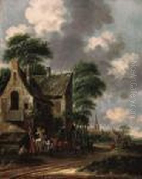 Horsemen By An Inn; And Travellers In A Coach Taking Refreshmentoutside An Inn - view 1