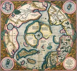Septentrionalium terrarum descriptio map of the Arctic 1595 by Gerard Mercator