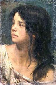 Portrait of a dark-haired girl 1867 by Paul Friedrich Meyerheim