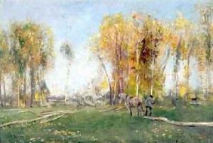 Woodsman and Horse in an Autumn Landscape 1886
