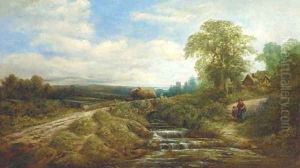 A haycart in a river landscape