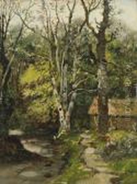 Rastendes Bauernmadchen Am Waldbach - view 1