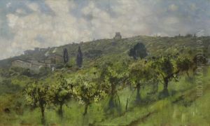 Sudliches Dorf In Den Weinbergen. by Karl Heffner