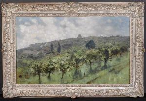 Mediterrane Landschaft Mit Hausern. by Karl Heffner