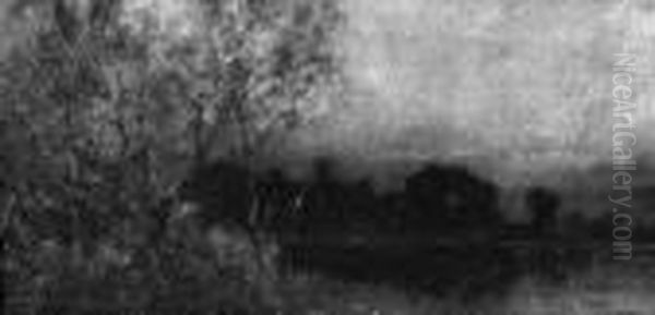 K. "abendliche Flusslandschaft". Sign.
Ol Auf Lwd. Min. Besch. 14,5 X 29 Cm. Rahmen - view 1
