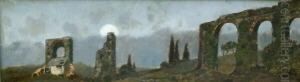 Ruinenlandschaft Im Mondschein by Karl Heffner