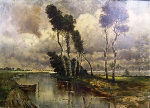 Paysage De Bord De Riviere by Karl Heffner