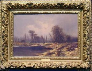 Hunters In A River Landscape by Karl Heffner