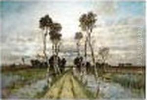 Pathway Along The River, Signed, Oil On Canvas, 70 X 100.5 Cm.; 27 1/2 X 39 1/2 In Pathway Along The River, Signed, Oil On Canvas, 70 X 100.5 Cm.; 27 1/2 X 39 1/2 In