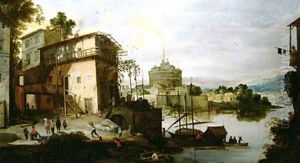 View of a Port with Motifs from Rome by Josse de Momper