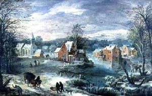 Village Landscape in Winter