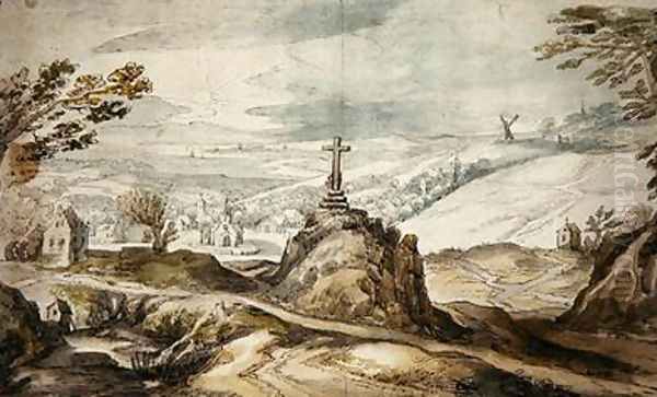 Mountainous Landscape with a Cross - view 1