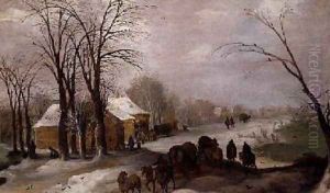 Travellers in the snow by Josse de Momper