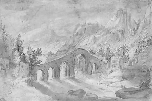 A mountainous landscape with a bridge - view 1