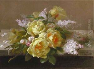 Roses and White Lilacs on a Ledge two works by Raoul Maucherat de Longpre