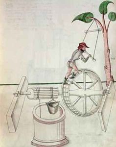 Man Putting into Motion a Wheel-Driven Well by Jacobi Mariani
