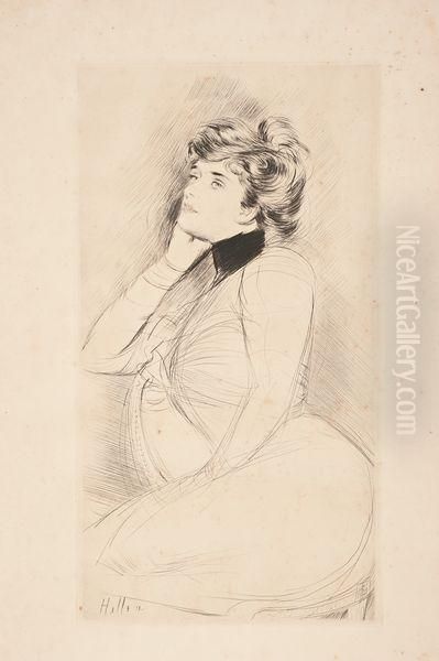[jeune Femme Pensive, Tete Levee Vers La Gauche, La Main Au Visage]. - view 1
