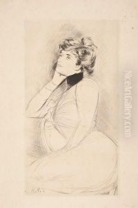 [jeune Femme Pensive, Tete Levee Vers La Gauche, La Main Au Visage]. by Paul Cesar Helleu