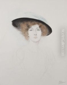Le Chapeau A Plume - Madame Liane De Pougy by Paul Cesar Helleu