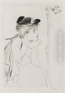 Femme Se Regardant Dans Un Miroir by Paul Cesar Helleu
