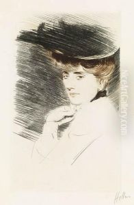 Femme Au Chapeau Noir by Paul Cesar Helleu