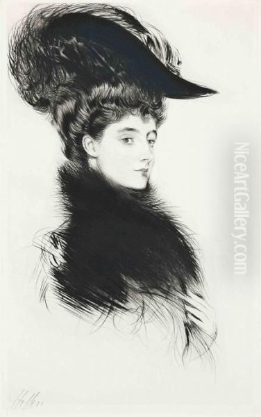 Portrait Of A Lady In A Feather Hat - view 1