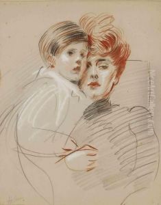 Madame Helleu Et Jean by Paul Cesar Helleu
