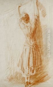 Hanging Out The Washing by Paul Cesar Helleu