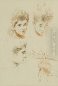 Studies Of The Head Of A Young Woman Studies Of The Head Of A Young Woman