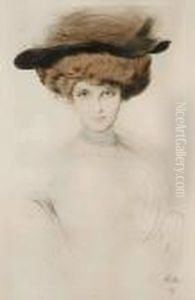 Elegante Au Chapeau De Plumes by Paul Cesar Helleu