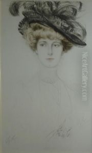 Elegante Au Chapeau A Plumes by Paul Cesar Helleu