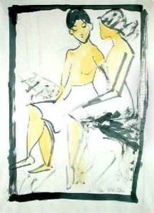 Seated Girls 1911 by Otto Muller
