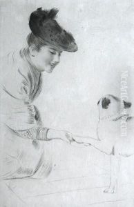 Lady And Her Friend by Paul Cesar Helleu