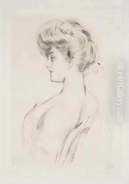 Jeune Femme De Trois-quarts Vers La Gauche, Peigne Dans Les Cheveux - view 1