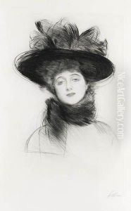 Femme Au Grande Chapeau by Paul Cesar Helleu