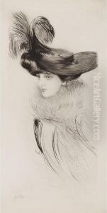 Jeune Femme Aux Chapeau Aux Plumes