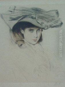 Portrait D'ellen Helleu Au Chapeau by Paul Cesar Helleu