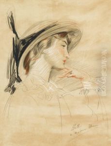 Young Girl In Profile by Paul Cesar Helleu