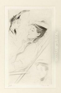 A Bord Du Yacht by Paul Cesar Helleu