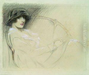 Elegante Au Fauteuil Bergere. by Paul Cesar Helleu
