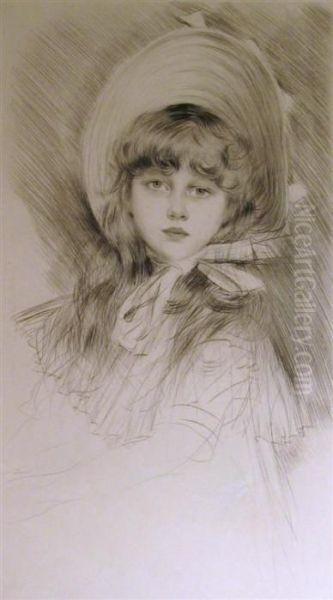 Portrait De Fillette Au Chapeau - view 1