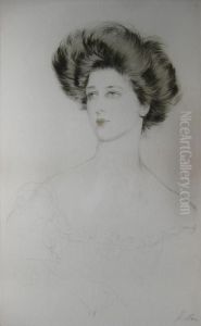 Portrait Of A Young Gazing Lady by Paul Cesar Helleu