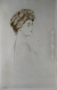 Side Portrait Of A Young Woman by Paul Cesar Helleu