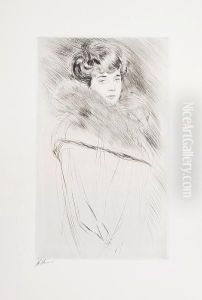 Portrait Of A Young Woman by Paul Cesar Helleu