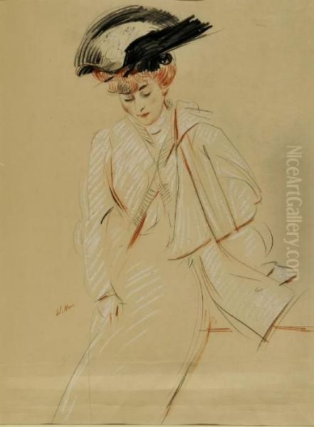 Portrait Of An Elegant Lady In A Plumed Hat - view 1