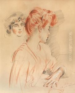 Portrait De Trois Quarts Et Etude De Tete