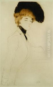 Woman With Plumed Hat by Paul Cesar Helleu