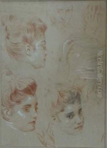 Etude De Portraits De Femmes by Paul Cesar Helleu